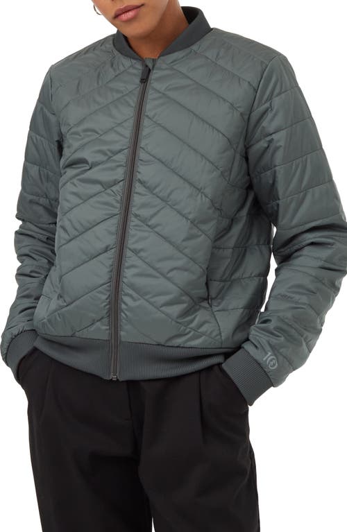 Cloud Shell Quilted Bomber Jacket in Urban Green