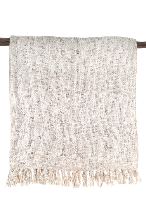 The Nascent Textured Oxford Throw Blanket In Cream