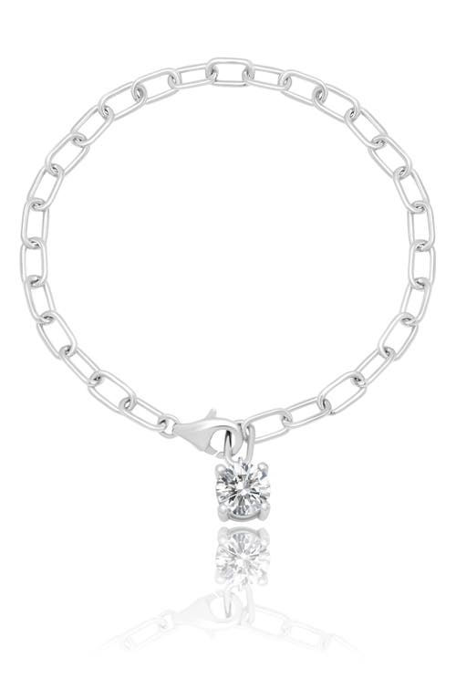 Cubic Zirconia Paperclip Chain Bracelet in Platinum