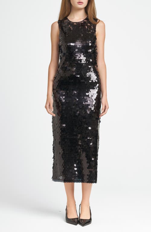 Shop Wayf X Chérie Madeleine Danse Sequin Sleeveless Midi Dress In Black