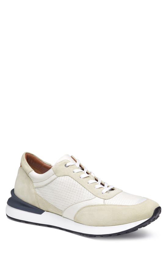 Johnston & Murphy Collection Briggs Perforated Sneaker In White Full Grain/suede