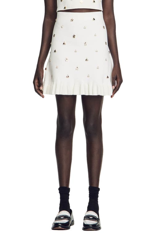 sandro Clarane Beaded Knit Skirt White at Nordstrom,