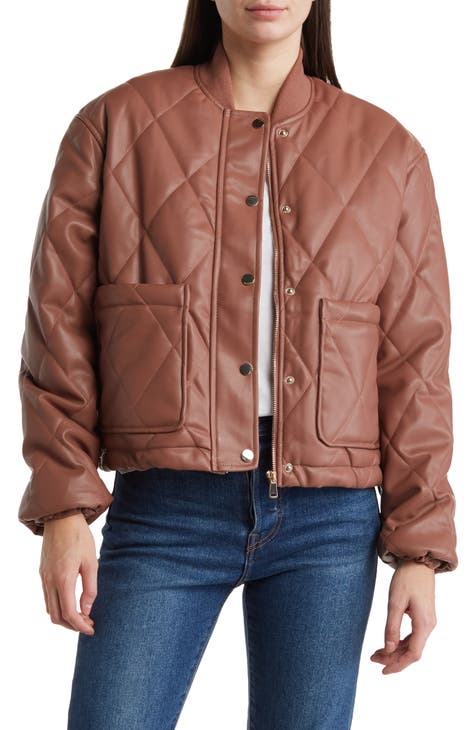Faux Leather Quilted Crop Jacket