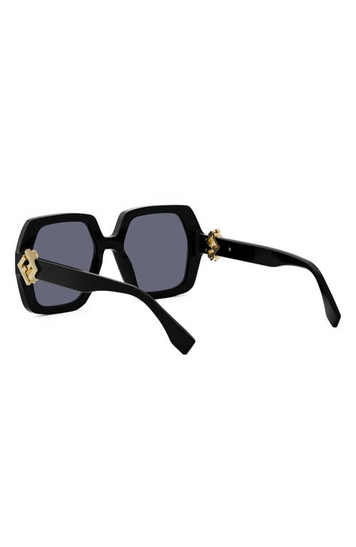 Shop Fendi ' Diamonds 51mm Square Sunglasses In Shiny Black/blue