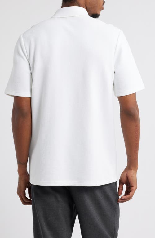 Open Edit Waffle Texture Cotton Blend Polo In White