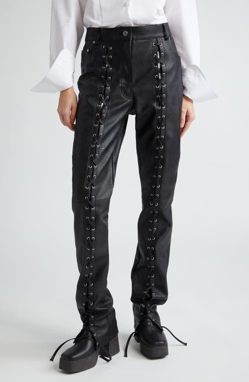 Stella McCartney Slim Fit Lace-Up Faux Leather Pants Black at Nordstrom, Us