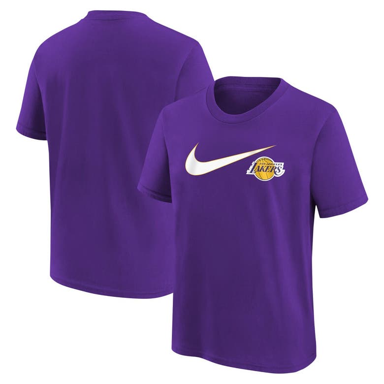 Shop Nike Youth  Purple Los Angeles Lakers Swoosh T-shirt