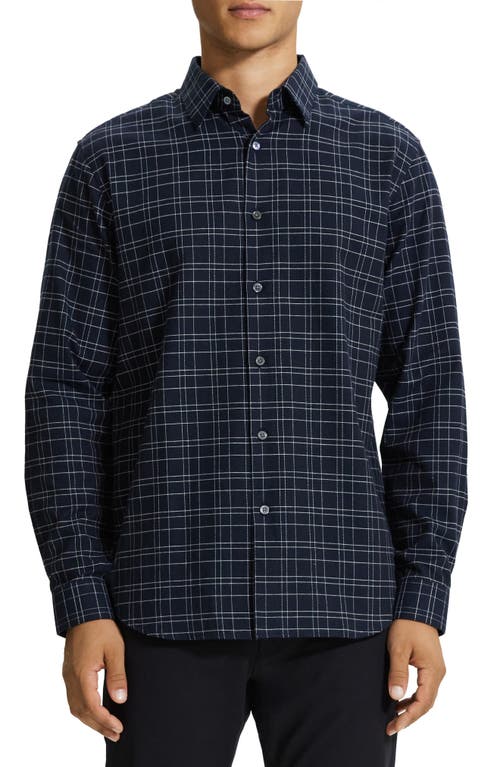 Theory Irving Plaid Cotton Flannel Button-Up Shirt in Baltic Multi - Zci