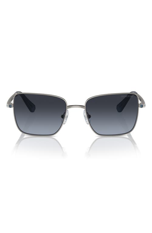 Shop Swarovski Matric 53mm Gradient Polarized Round Sunglasses In Gunmetal