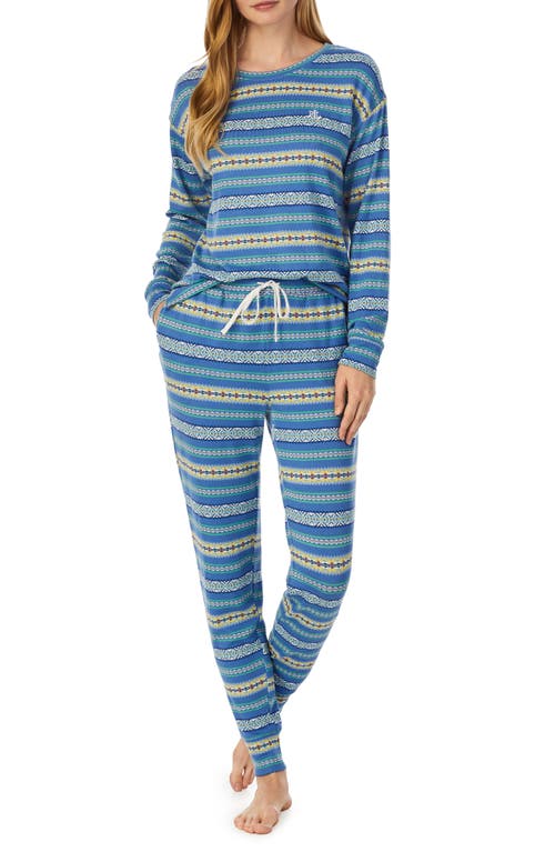 Lauren Ralph Lauren Fair Isle Stripe Knit Pajamas in Blue Prt