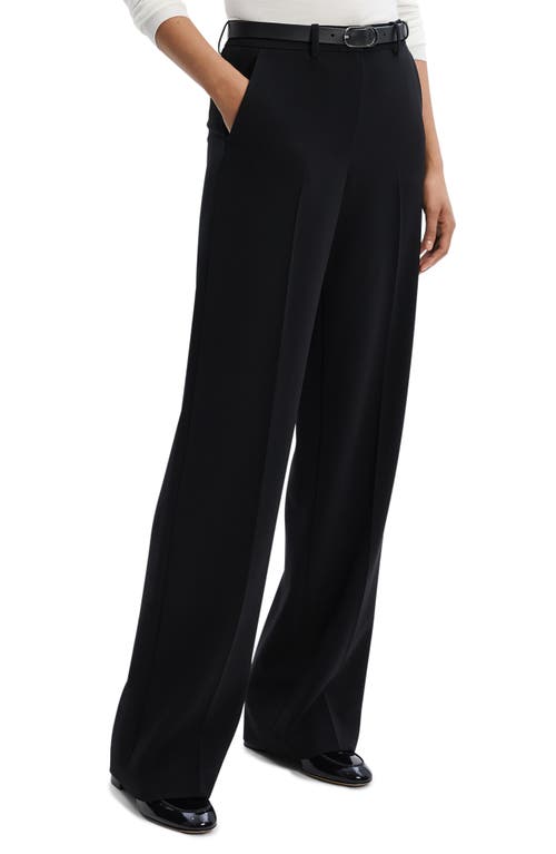 Theory High Waist Double Knit Wide Leg Pants In Black