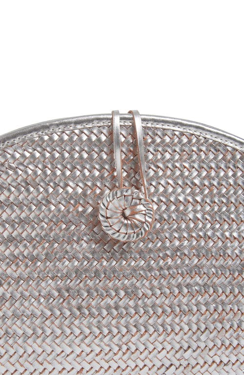 Adriana Castro La Barca Handwoven Leather Clutch In Silver
