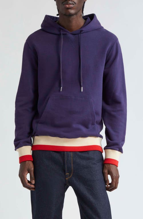 Shop Golden Goose Journey Stripe Trim Graphic Hoodie In Eclipse/heritage White/red