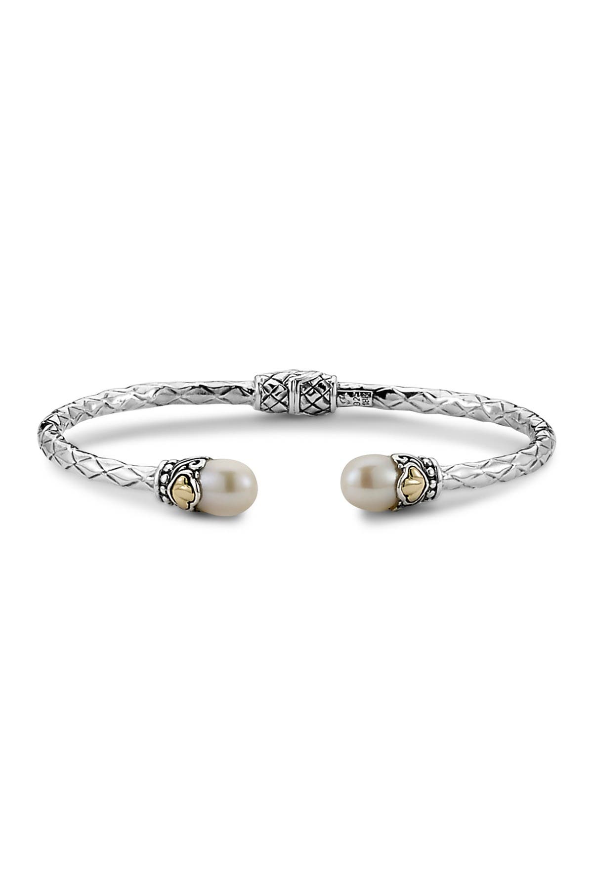 Samuel B Jewelry | Sterling Silver 18K Gold Accent 7-7.5mm White ...