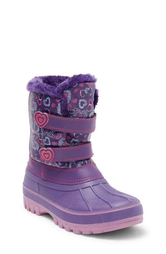 Dream Pairs Kids' Ducko Faux Fur Lined Snow Boot In Purple