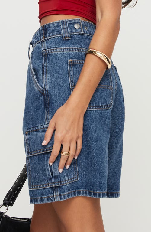 Princess Polly Mika Denim Cargo Bermuda Shorts In Blue