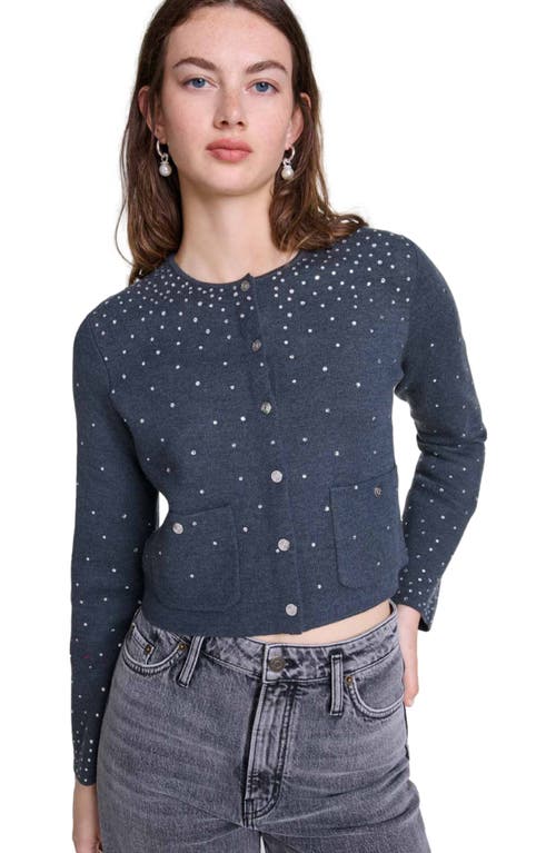 MAJE MAJE KNITTED SWEATER WITH RHINESTONES 