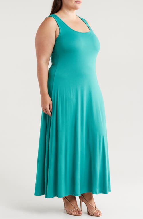 24seven Comfort Apparel Stretch A-line Tank Dress In Jade