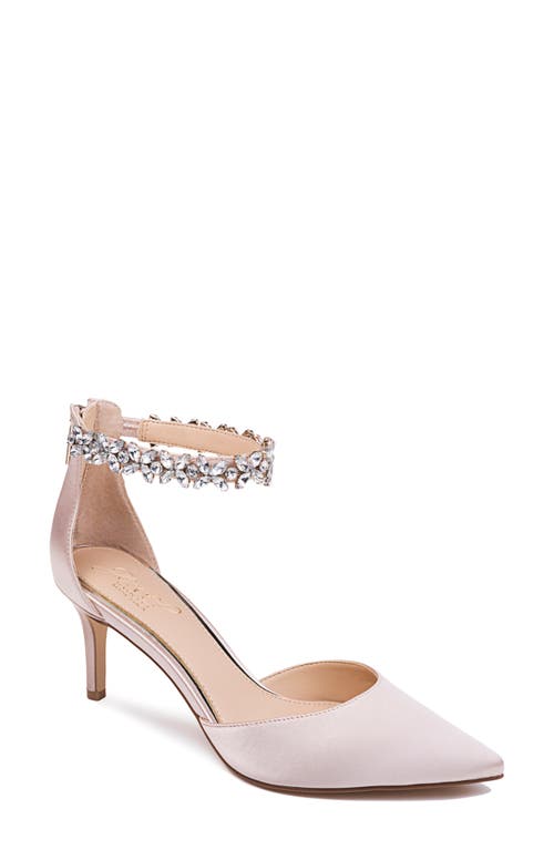 Raleigh Pointed Toe Ankle Strap Pump in Champagne Satin