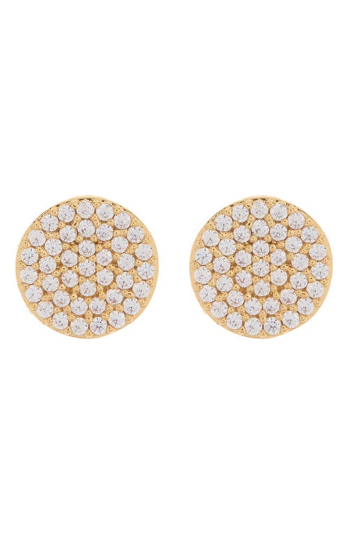 Shop Nadri Cz Pavé Disc Stud Earrings In Clear/gold