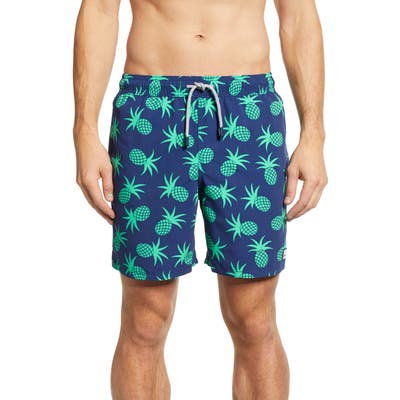 Tom & Teddy Pineapple Print Swim Trunks, Blue