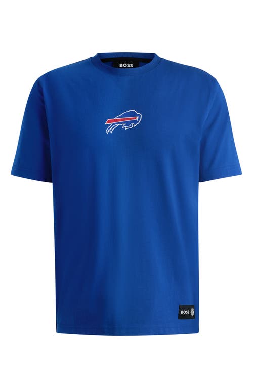 Shop Hugo Boss Boss X Nfl Stretch Cotton Graphic T-shirt In Buffalo Bills - Blue