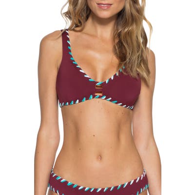 Becca Camille Reversible Bikini Top, Burgundy