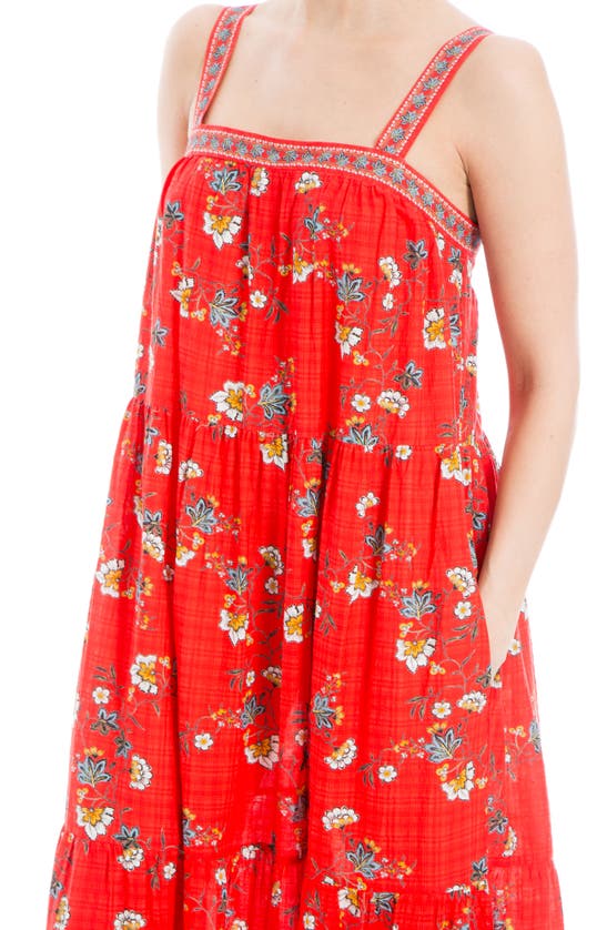 MAX STUDIO MAX STUDIO FLORAL TIERED COTTON BLEND MAXI DRESS