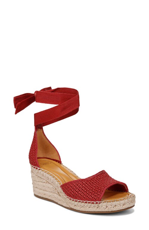 Sarto by Franco Casey Ankle Wrap Espadrille Platform Wedge Sandal Red at Nordstrom,