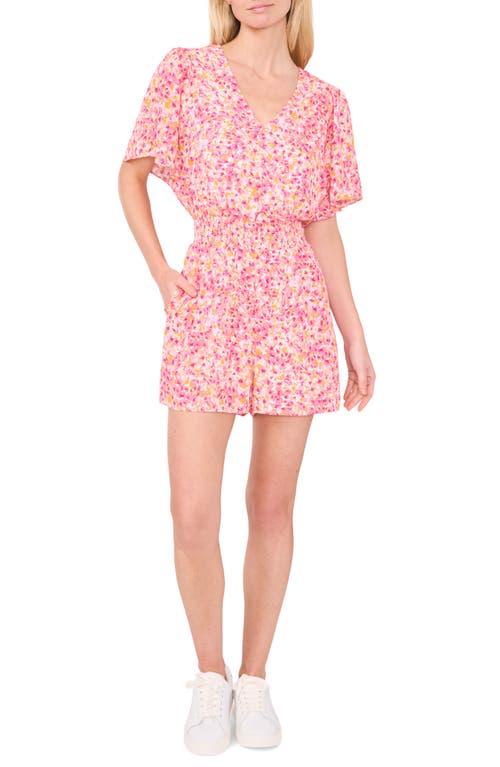 CeCe Floral Smocked Romper New Ivory at Nordstrom,