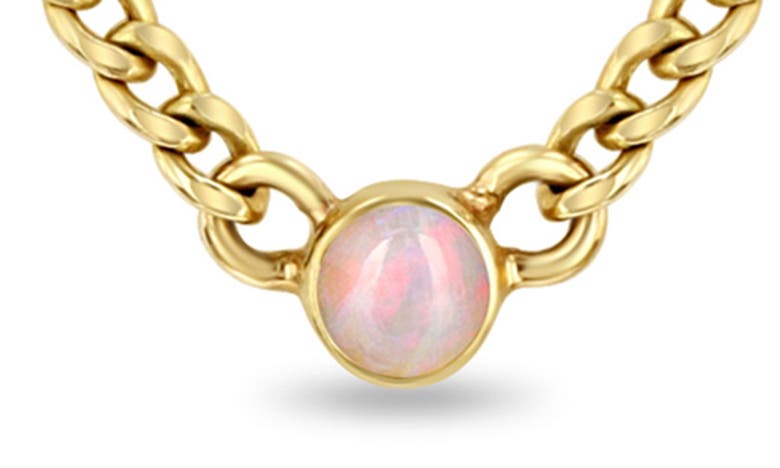 Shop Zoë Chicco Opal Pendant Necklace In Yellow Gold