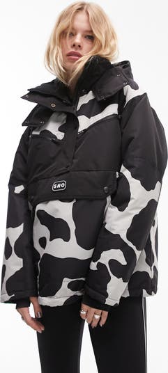 Topshop Sno hooded puffer ski jacket in black - ShopStyle