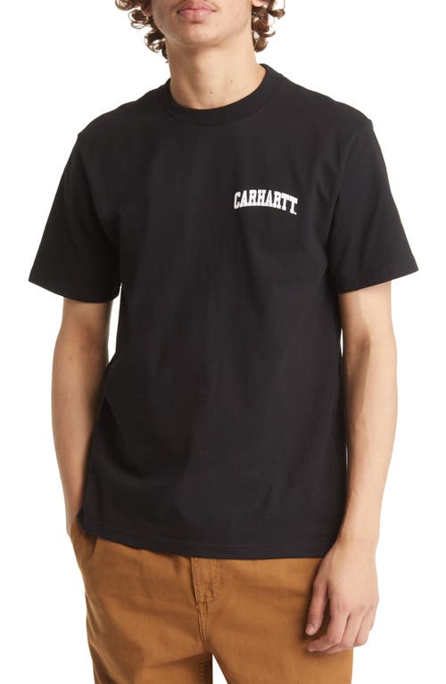 Carhartt Work In Progress University Script Logo T-Shirt in Black /White