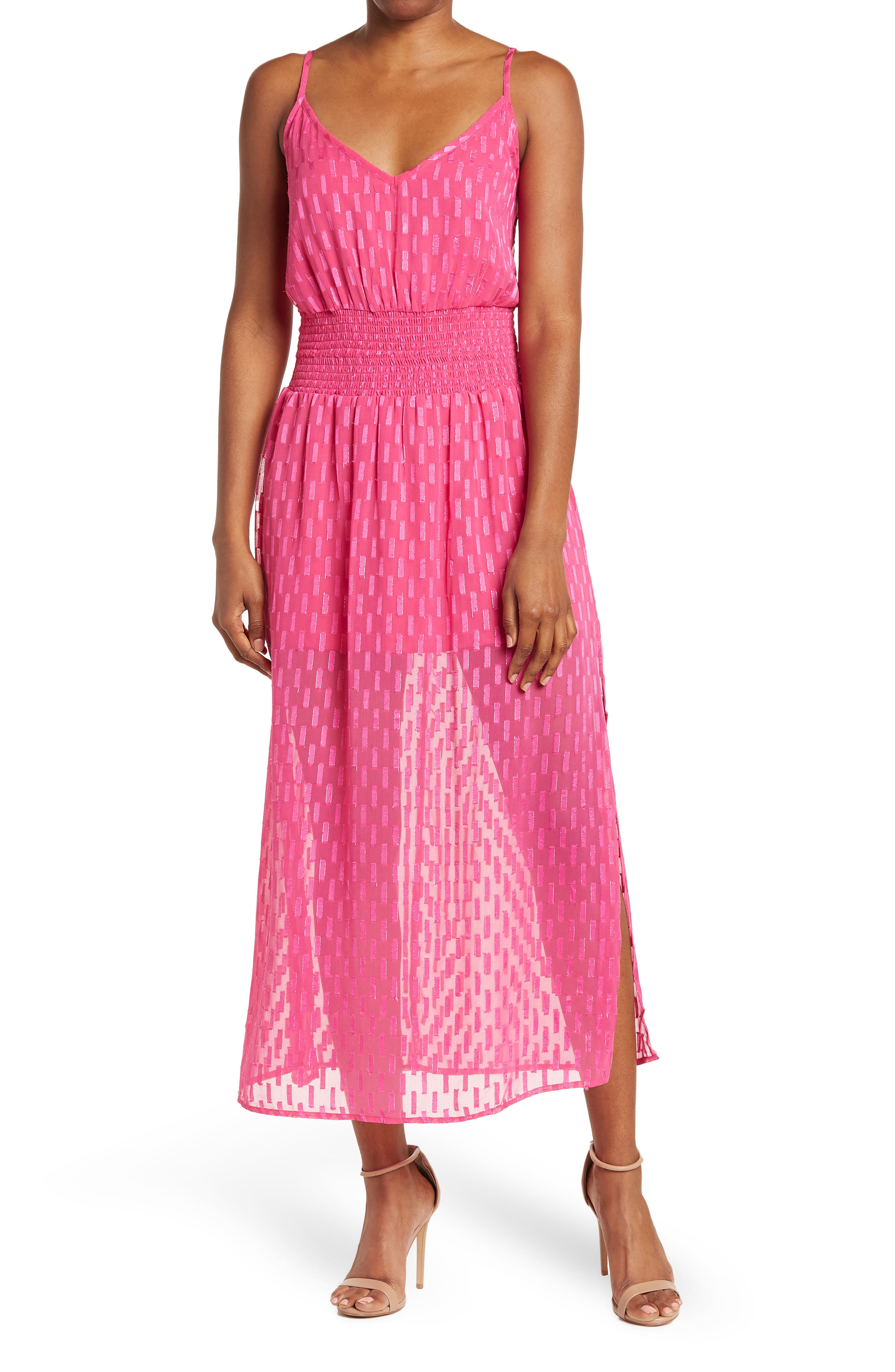 smocked waist midi dress