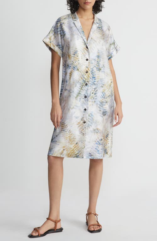 Lafayette 148 New York Sawyer Fern Print Silk Shirtdress Bluestone Multi at Nordstrom,