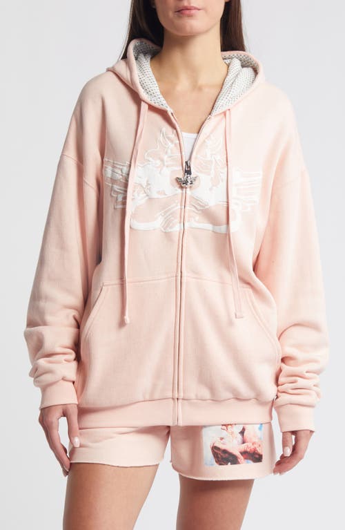 Shop Boys Lie Greetings Harley Zip-up Graphic Hoodie In Pink