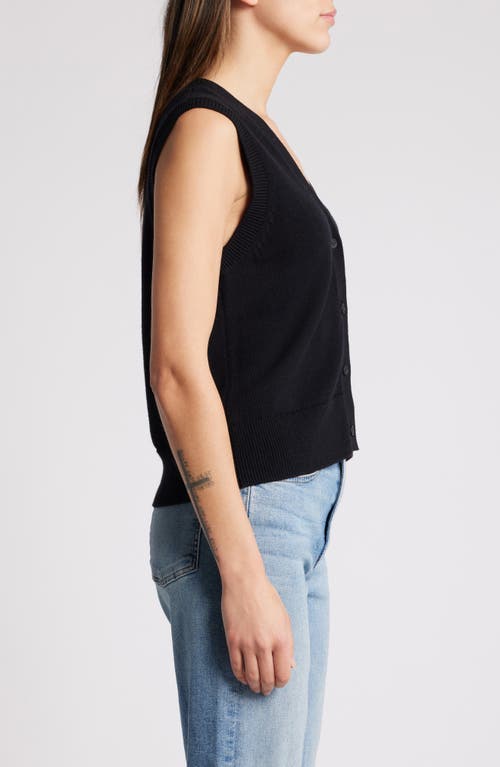 Shop Rails Annika Cotton & Wool Button-up Sweater Vest In Jet Black