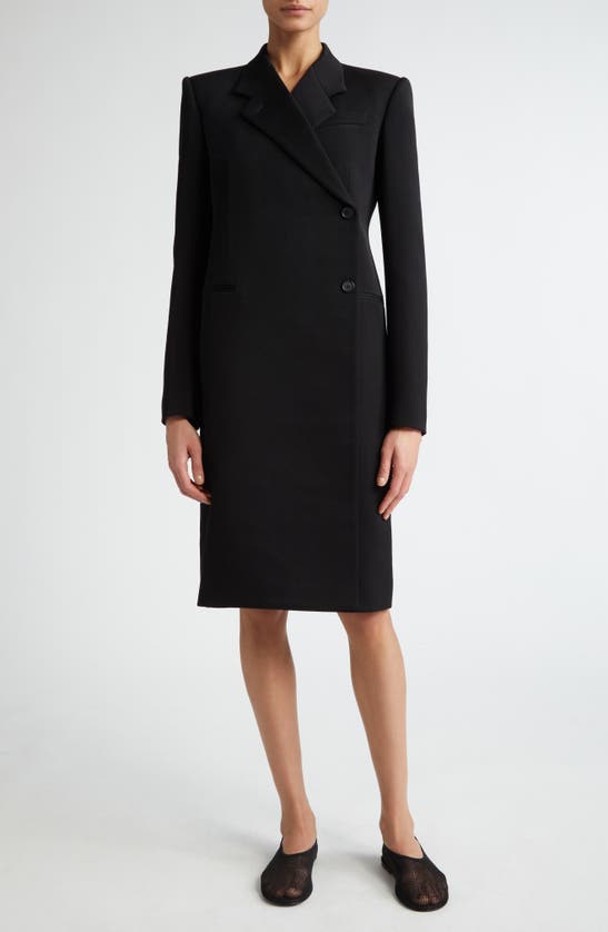 Khaite Kento Asymmetric Placket Wool Blend Coat In Black