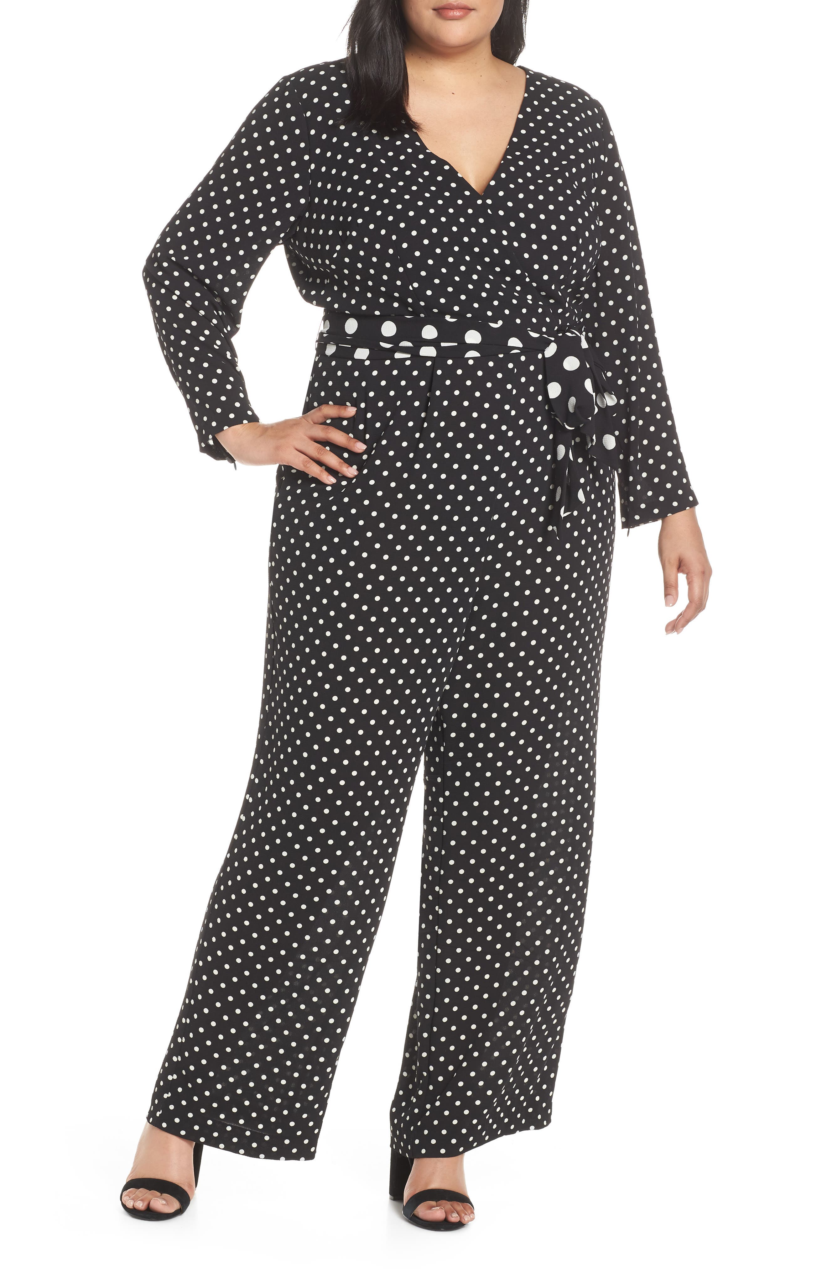 eliza j polka dot jumpsuit