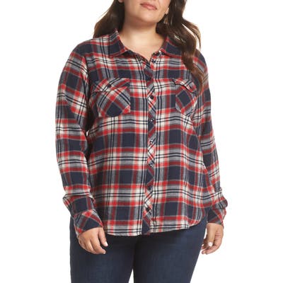 Plus Size Volcom Getting Rad Plaid Top, Blue
