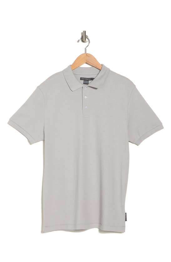 Shop French Connection Popcorn Cotton Polo In Solid Light Grey