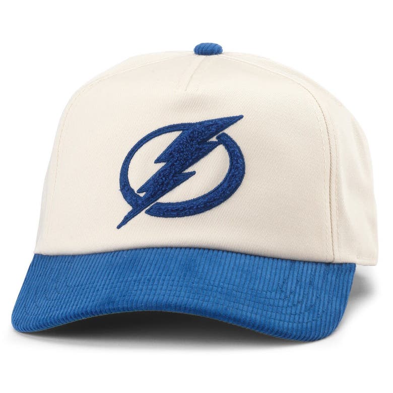 American Needle White/blue Tampa Bay Lightning Burnett Adjustable Hat In Cream