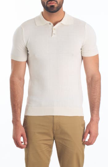 Jared Lang Pima Cotton Polo Sweater In White