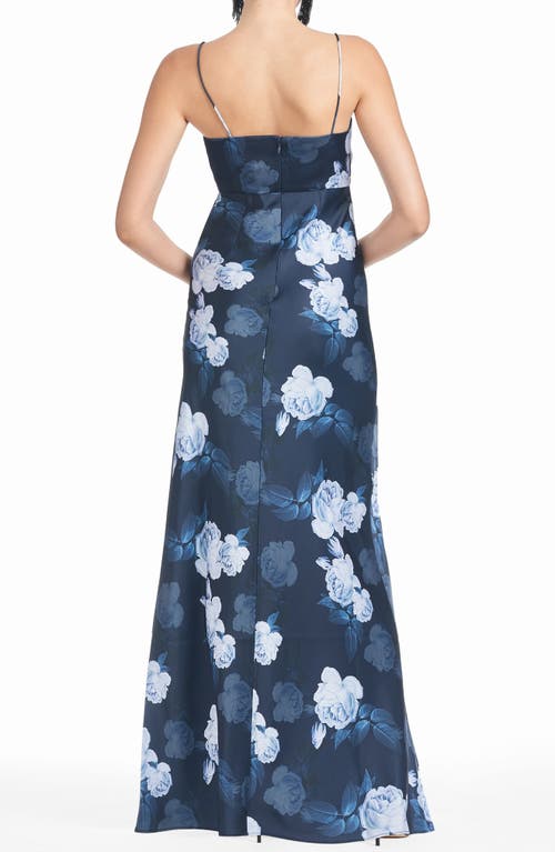 Sachin & Babi Shyla Floral Print Gown In Midnight Glacial Rose