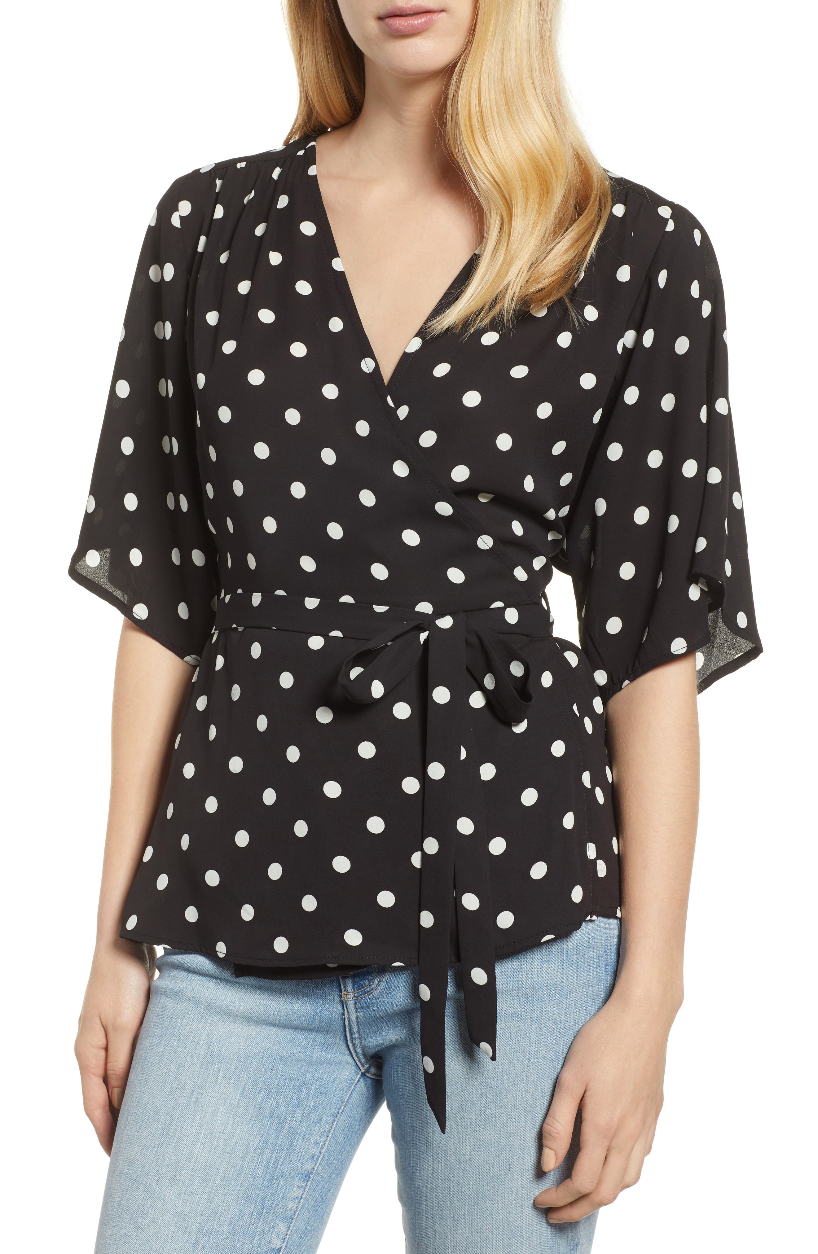 Gibson Kimono Sleeve Wrap Top (Regular & Petite) Nordstrom