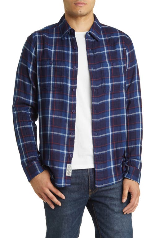 Schott NYC Plaid Button-Up Work Shirt Navy at Nordstrom,