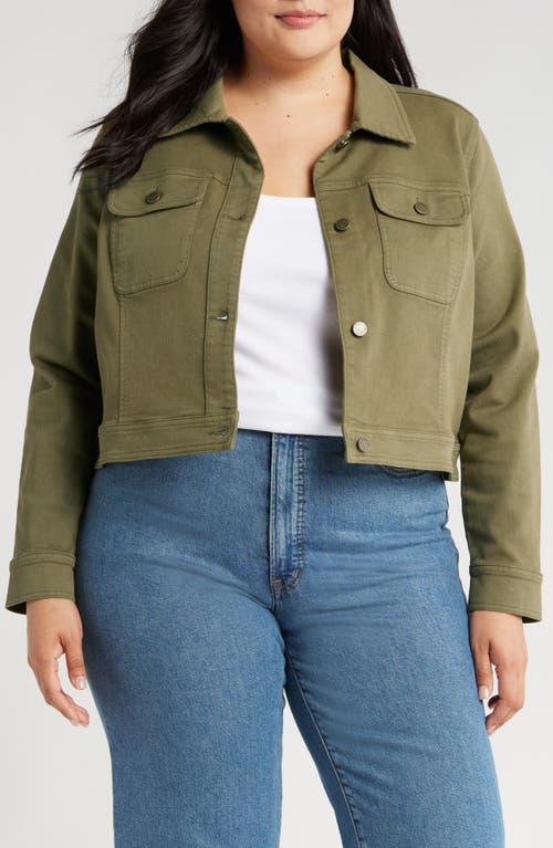 Shop Caslonr Caslon(r) Crop Cotton Blend Twill Jacket In Olive Burnt