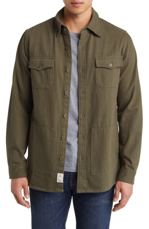 Cotton Twill Work Shirt in Olive