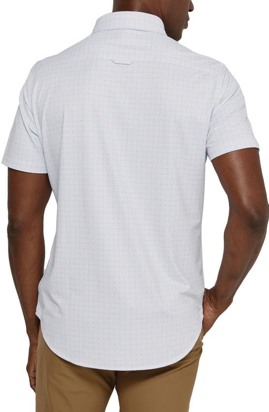 Shop 7 Diamonds Cassian Geometric Print Short Sleeve Performance Button-up Shirt In White