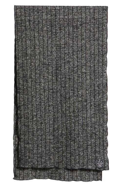 Clifton Wilson Pinstripe Herringbone Wool Scarf In Black